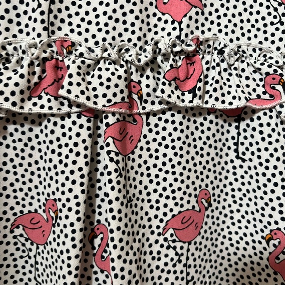 Zara Pink Flamingo Print Blouse with Black Bow - Picture 3 of 7